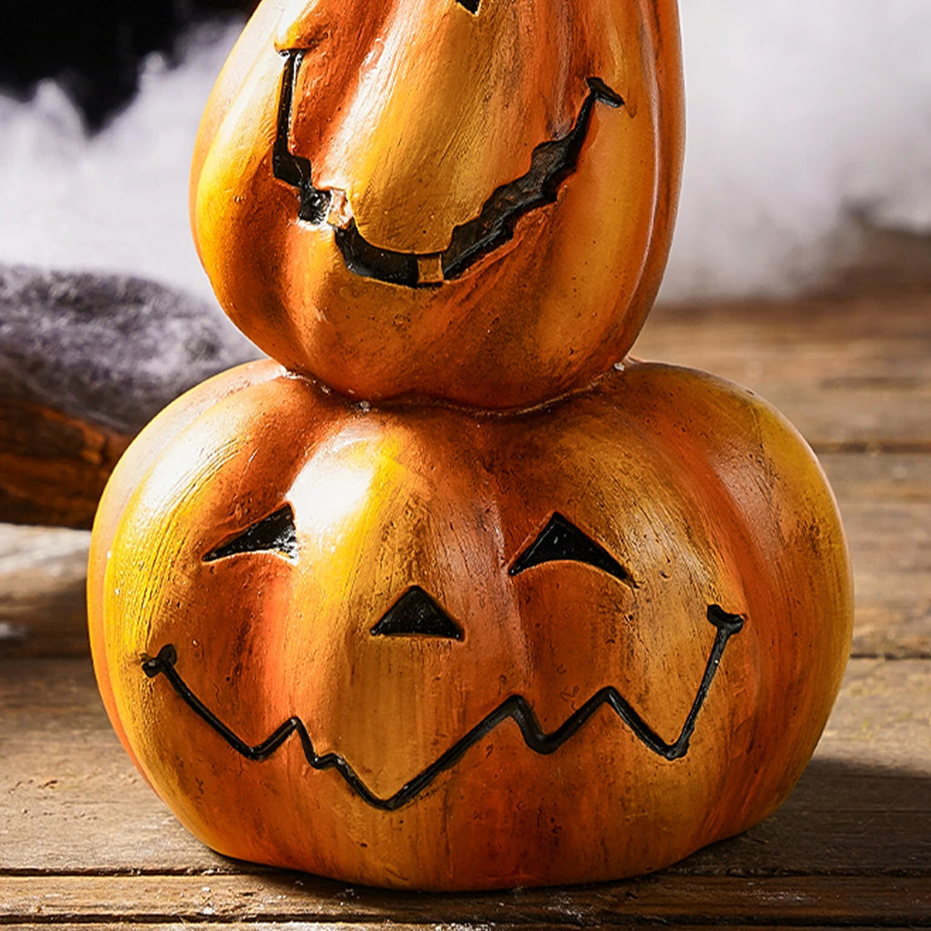 1PC, Halloween Decor 1 Retro Pumpkin-Stacked Candlestick, Resin Home Decoration Handicraft