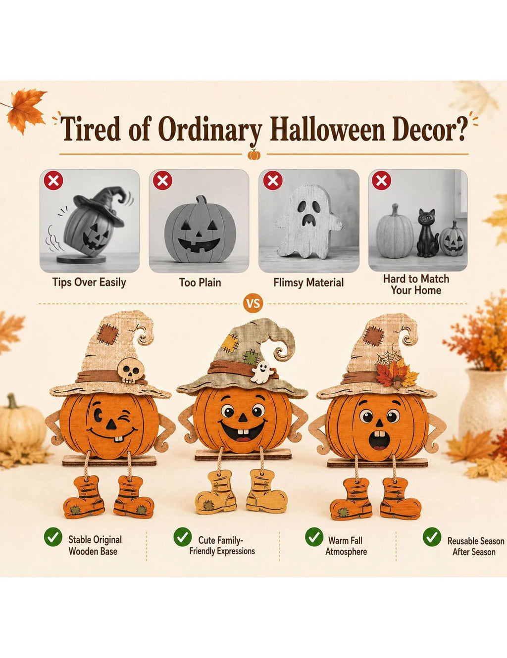 Autumn Wooden Wall Decoration, Harvest Pumpkins, Maple Leaves, Halloween Home Decoration, Decorative Signs and Plaques