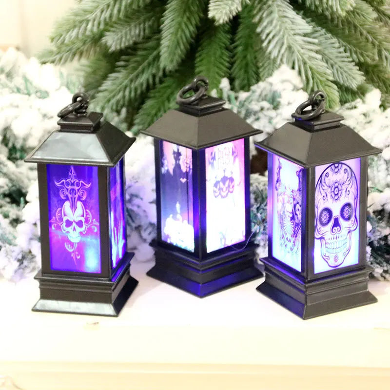 Halloween Portable LED Lanterns Witch Castle Ghost Pumpkin Decor for Parties Events Lighthouse-Inspired Atmosphere Perfect Gift