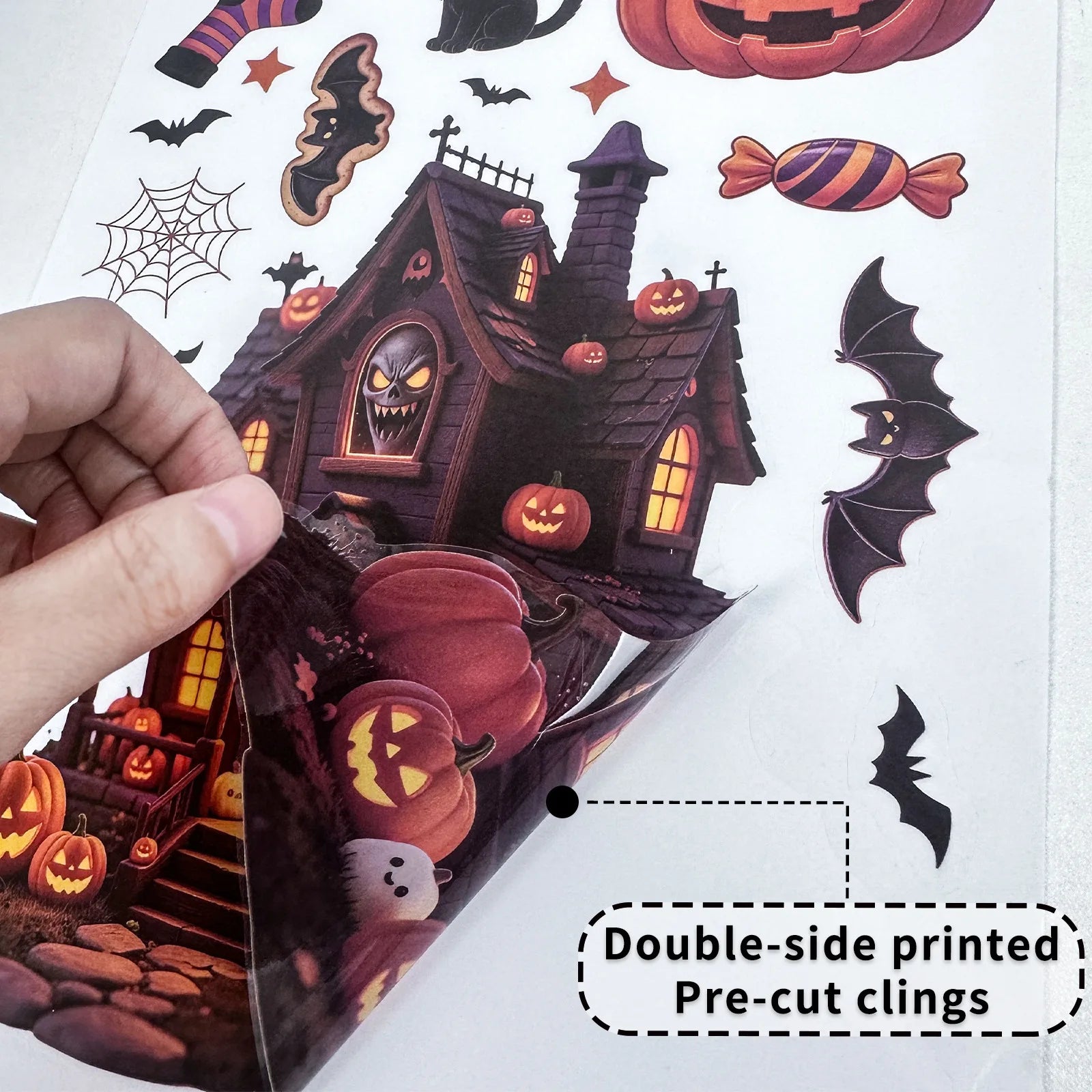 Halloween Decorations Creative Pumpkin Ghost Glass Sticker Happy Halloween Day DecorBat Spider Ghost House Electrostatic Sticker