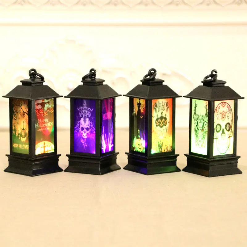 Halloween Portable LED Lanterns Witch Castle Ghost Pumpkin Decor for Parties Events Lighthouse-Inspired Atmosphere Perfect Gift