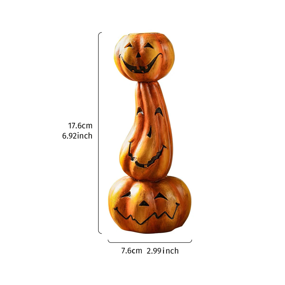 1PC, Halloween Decor 1 Retro Pumpkin-Stacked Candlestick, Resin Home Decoration Handicraft