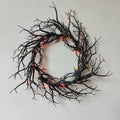 Halloween Wreath Black Branch Garland with LED Light Horror Party Haunted Festival Branch Wreath Hanging Room Halloween Decor