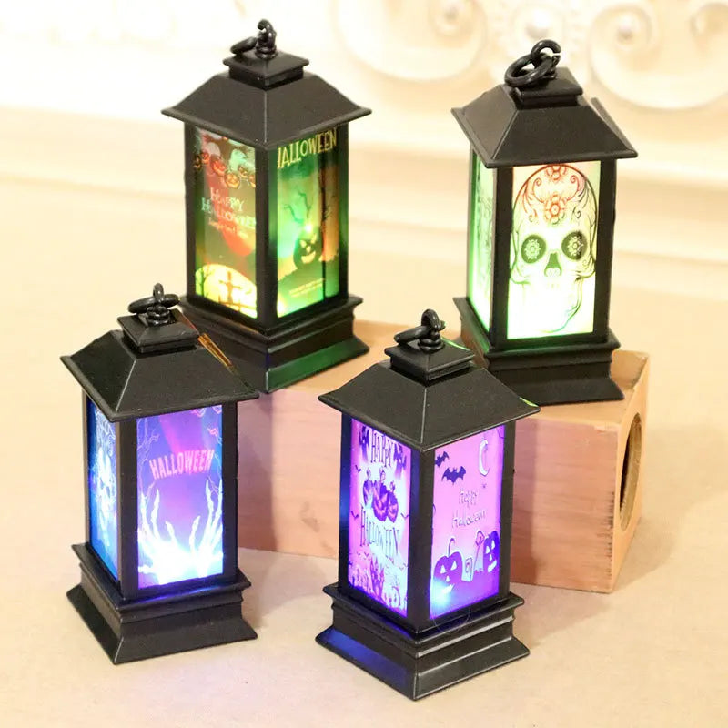 Halloween Portable LED Lanterns Witch Castle Ghost Pumpkin Decor for Parties Events Lighthouse-Inspired Atmosphere Perfect Gift