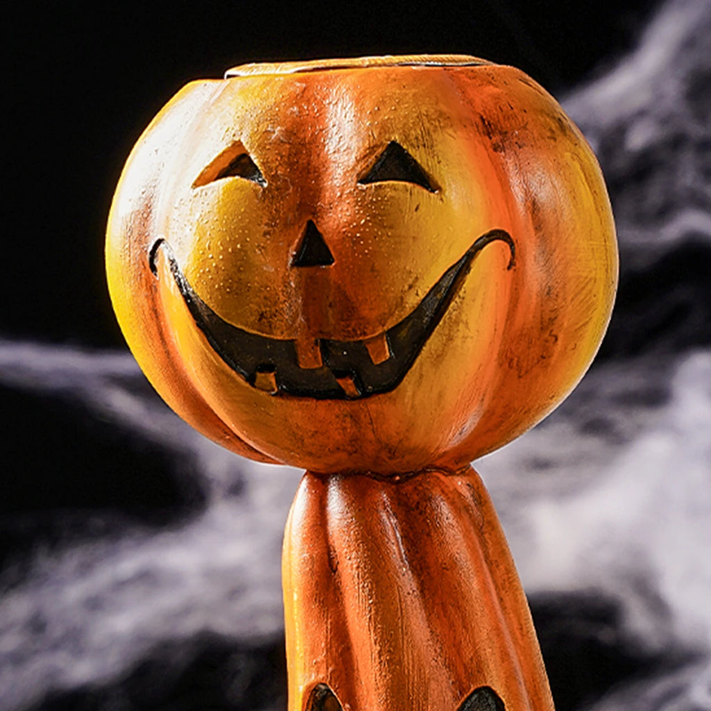 1PC, Halloween Decor 1 Retro Pumpkin-Stacked Candlestick, Resin Home Decoration Handicraft